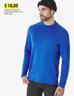 Decathlon Warm en ademend herenthermoshirt voor skiën 500 aanbieding