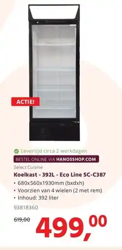 Hanos Koelkast -392L - Eco Line SC-C387 aanbieding