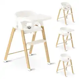 Decathlon Deryan Luxe Kinderstoel - Inklapbaar - Meegroei - Wit/Houtlook aanbieding