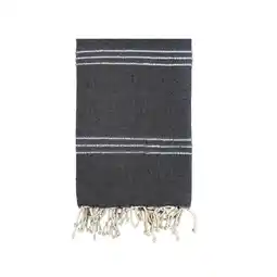 Decathlon Traditionele Fouta Osiris 200x200 190g/m² Zwart / Zilver aanbieding