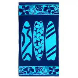 Decathlon Strandlaken Badstof Velours Jacquard Blauw 90x170 400g/m² - Cayo aanbieding