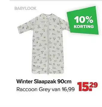 Baby-Dump Winter Slaapzak 90cm Raccoon Grey Babylook aanbieding