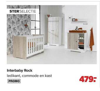 Baby-Dump Interbaby Rock Ledikant Commode En Kast aanbieding