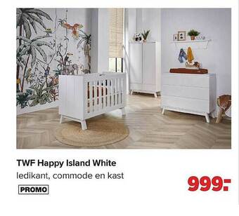 Baby-Dump Twf Happy Island White Ledikant Commode En Kast aanbieding
