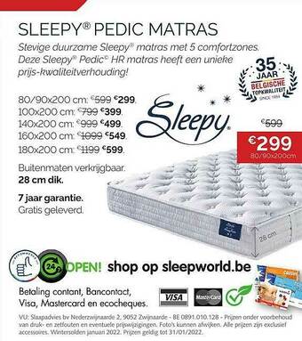 Sleepworld Sleepy Pedic Matras aanbieding