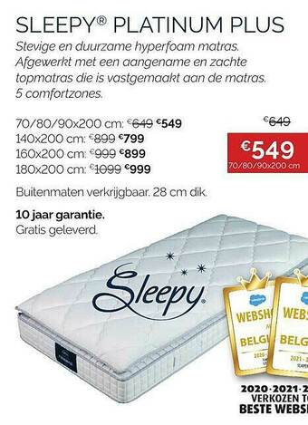 Sleepworld Sleepy Platinum Plus aanbieding