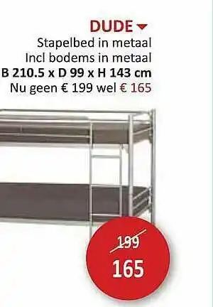 Weba Dude Stapelbed In Metaal Incl Bodems In Metaal B 210.5 X D 99 X H 143 Cm aanbieding