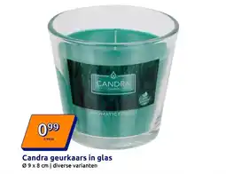 Action Candra geurkaars in glas aanbieding