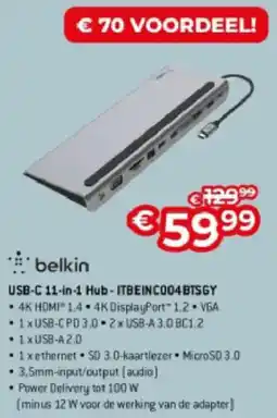 Exellent belkin USB C 11-in-1 Hub ITBEINC004BTSGY aanbieding
