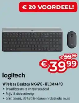 Exellent Logitech Wireless Desktop MK470 -ITLOMK470 aanbieding