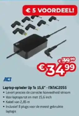 Exellent ACT Laptop oplader Up To 15,6" ITATAC2055 aanbieding
