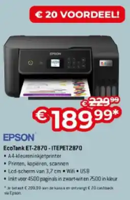 Exellent Epson EcoTank ET-2870 - ITEPET2870 aanbieding