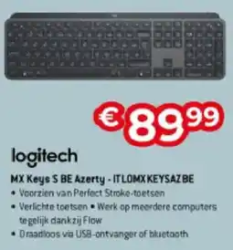 Exellent logitech MX Keys S BE Azerty - IT LOMX KEYSAZBE aanbieding