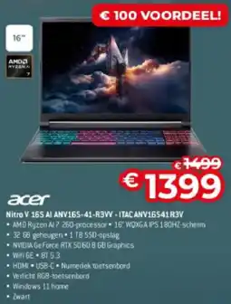 Exellent Acer Nitro V 165 AI ANV165-41-R3VV ITAC ANV16S41 R3V aanbieding