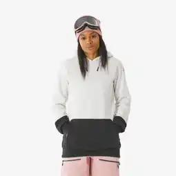 Decathlon Warme en comfortabele hoodie met rits voor snowboarden dames beige en zwart aanbieding