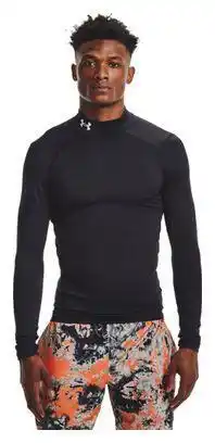 Decathlon T-shirt Under Armour ColdGear Armour Comp Mock Zwart aanbieding