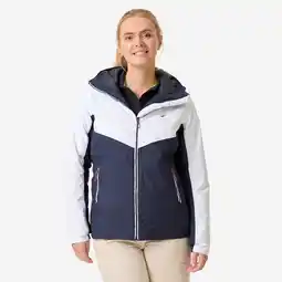 Decathlon Warme en waterdichte zeiljas voor dames 100 blauw/wit aanbieding