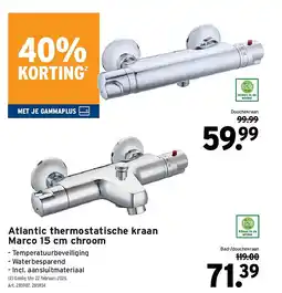 GAMMA Atlantic thermostatische kraan Marco 15 cm chroom aanbieding