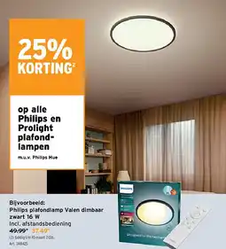 GAMMA Philips plafondlamp Valen dimbaar zwart 16 W aanbieding