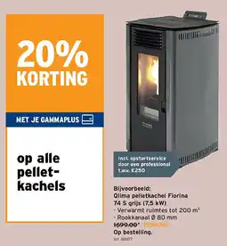 GAMMA Qlima pelletkachel Fiorina 74 S grijs (7,5 kW) aanbieding