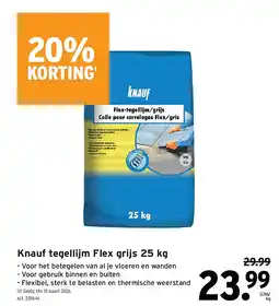 GAMMA Knauf tegellijm Flex grijs 25 kg aanbieding