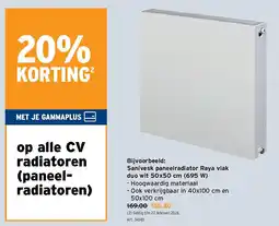 GAMMA Sanivesk paneelradiator Raya vlak duo wit 50x50 cm (695 W) aanbieding