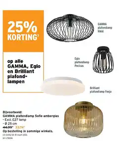 GAMMA GAMMA plafondlamp Sofi e amberglas aanbieding