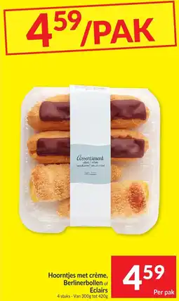 Intermarché Hoorntjes met crème berlinerbollen of eclairs aanbieding