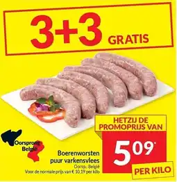 Intermarché Boerenworsten puur varkensvlees aanbieding