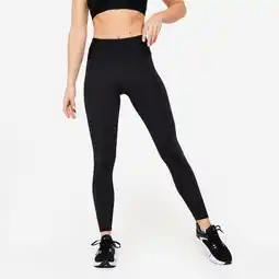 Decathlon Corrigerende dameslegging voor cardiofitness hoge taille zwart aanbieding
