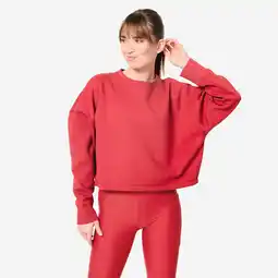 Decathlon Comfortabele en rekbare cropped fitnesssweater voor dames rood aanbieding