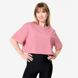 Decathlon Cropped T-shirt voor dames oudroze aanbieding