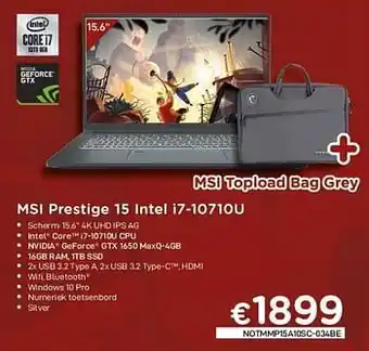 CompuDeals Msi prestige 15 intel i7-10710u notmmp15a10sc-034be aanbieding