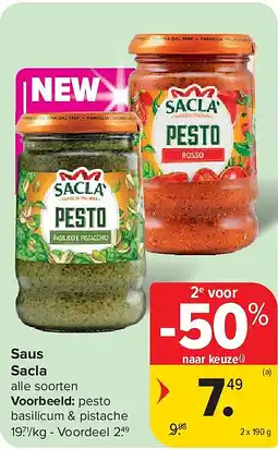 Carrefour Saus Sacla aanbieding