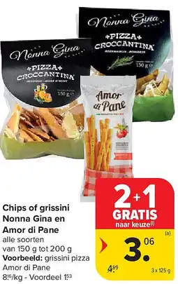 Carrefour Chips of grissini Nonna Gina en Amor di Pane aanbieding