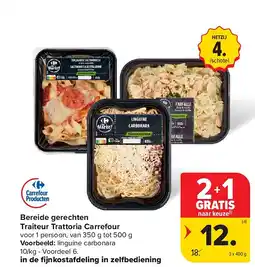 Carrefour Bereide gerechten Traiteur Trattoria Carrefour voor 1 persoon, van 350 g tot 500 aanbieding