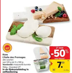 Carrefour Kaas L’Italie des Fromages aanbieding