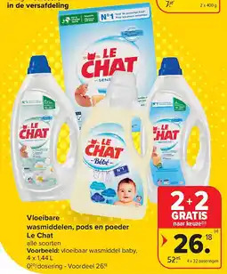 Carrefour Vloeibare wasmiddelen, pods en poeder Le Chat aanbieding