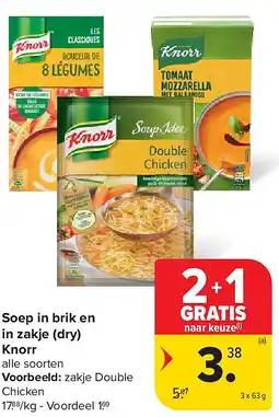 Carrefour Soep in brik en in zakje (dry) Knorr aanbieding