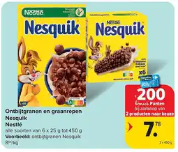 Carrefour Ontbijtgranen en graanrepen Nesquik Nestlé aanbieding