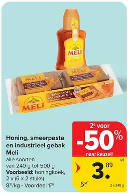 Carrefour Honing, smeerpasta en industrieel gebak Meli aanbieding