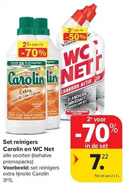 Carrefour Set reinigers Carolin en WC Net aanbieding