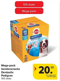 Carrefour Mega-pack (a) hondensnacks Dentastix Pedigree aanbieding