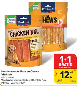 Carrefour Hondensnacks Pure en Chews Vitakraft aanbieding