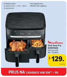 Carrefour Dual Easy Fry EZ901N20 aanbieding