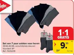 Carrefour Set van 7 paar sokken voor heren aanbieding
