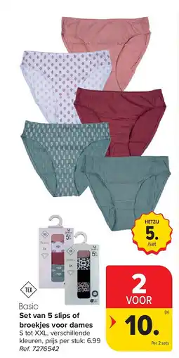 Carrefour Set van 5 slips of broekjes voor dames aanbieding