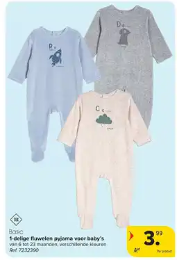 Carrefour 1-delige fl uwelen pyjama voor baby’s aanbieding