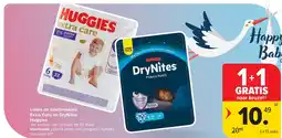 Carrefour Luiers en luierbroekjes Extra Care en DryNites Huggies aanbieding