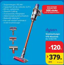 Carrefour Steelstofzuiger V10 Absolute aanbieding